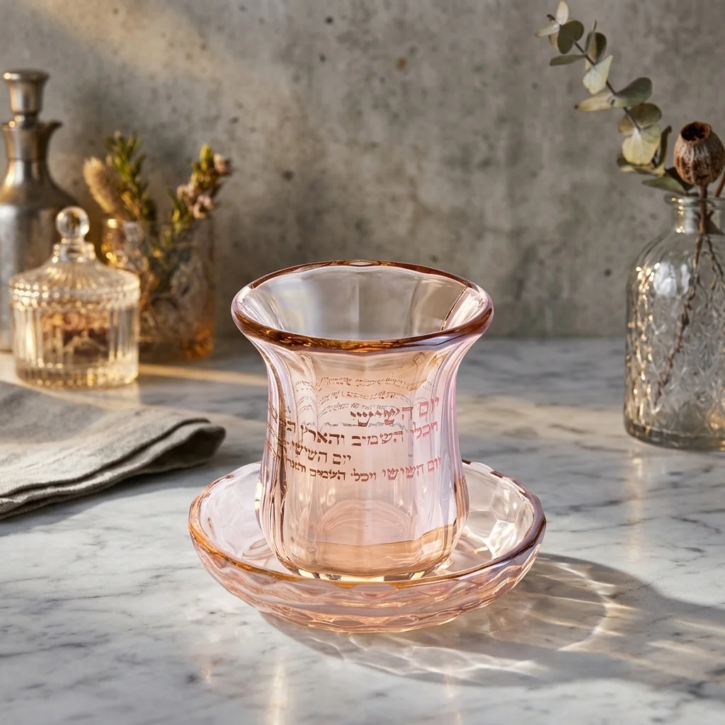 Crystal Kiddush Cup Without Stem "Blessing" 9 cm Contain 100ml // 3.4oz