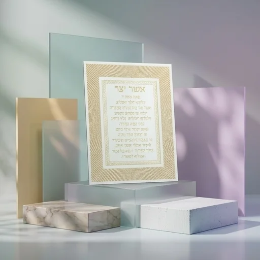 מסגרת זכוכית מהודרת אשר יצר נוסח אשכנזי 20×25 ס״מ