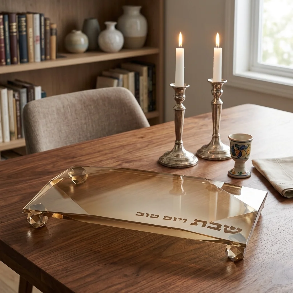 מגש קריסטל זהב יהלום 23×13 ס״מ