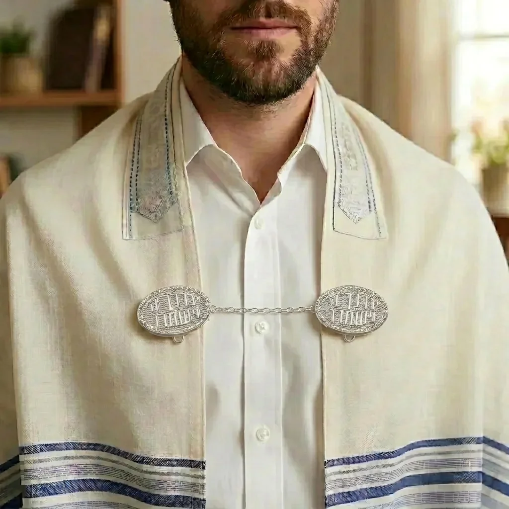 קליפס לטלית ניקל עם שרשרת 21 ס״מ