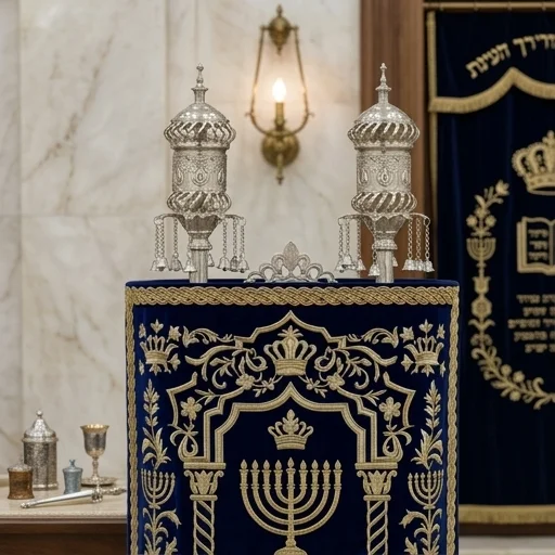 זוג רימונים ציפוי כסף לספר תורה 32 ס״מ