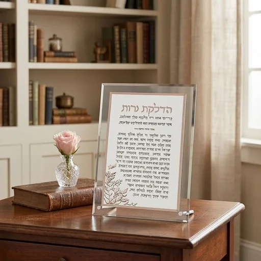 הדלקת נרות רקמה דמוי עור ואקריליק עומד 25×18.5 ס״מ