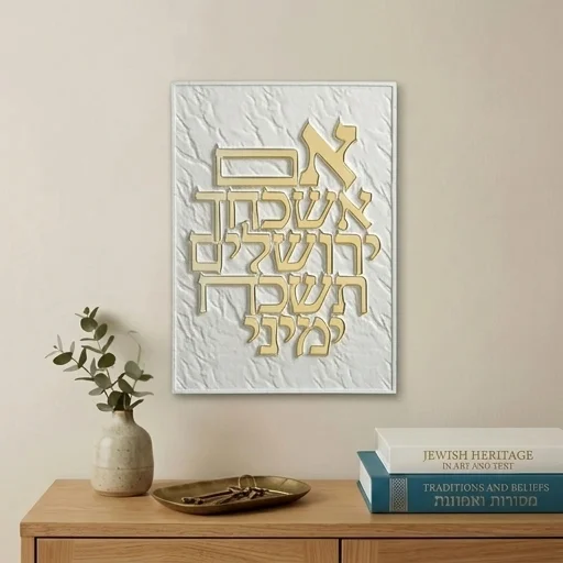 תמונה לתלייה מפולימר " אם אשכחך.." 26×19 ס״מ