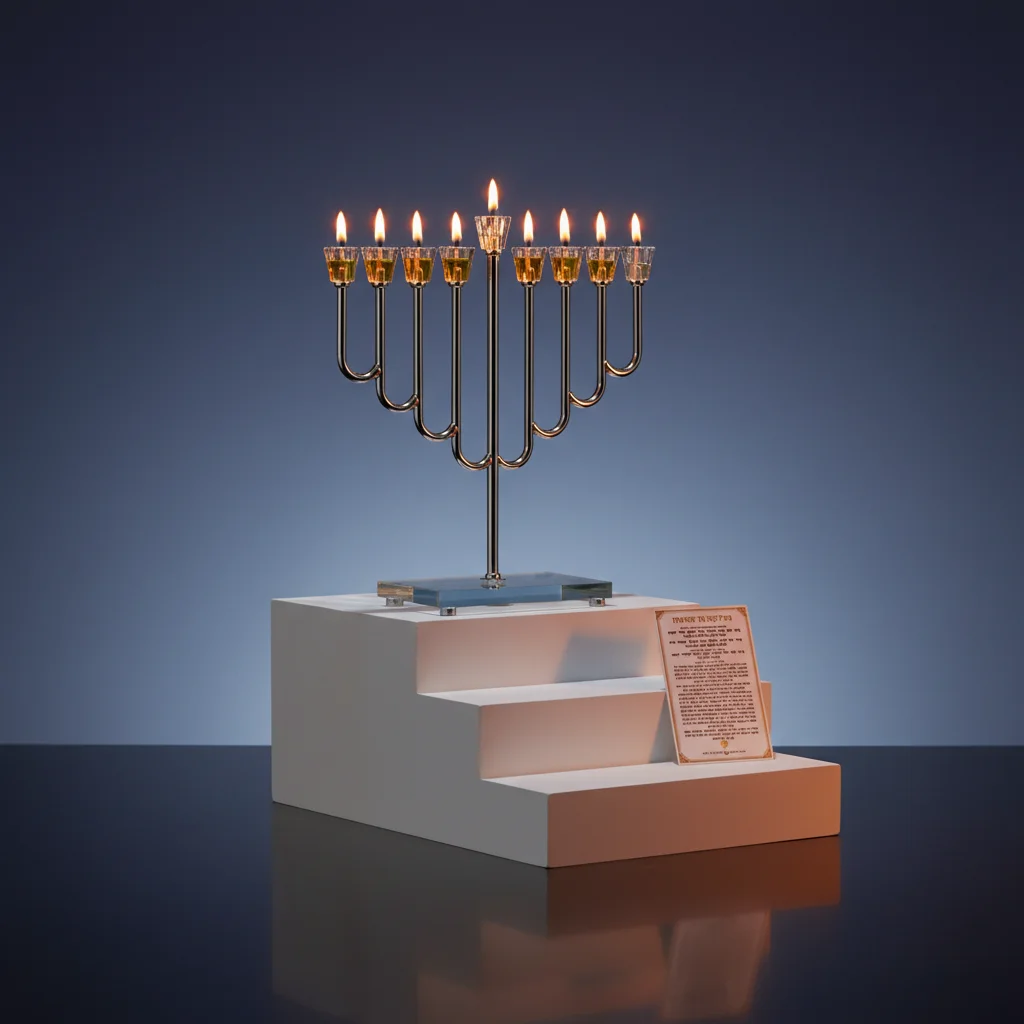 חנוכיה "אור הזהב" מתכת מהודרת ציפוי ניקל 36 ס