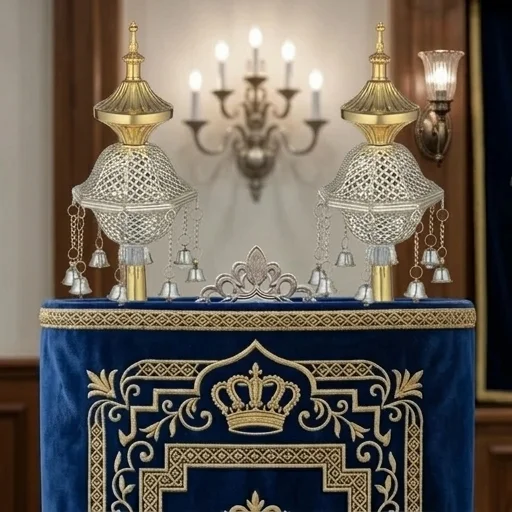 זוג רימונים ציפוי זהב לספר תורה 32 ס״מ