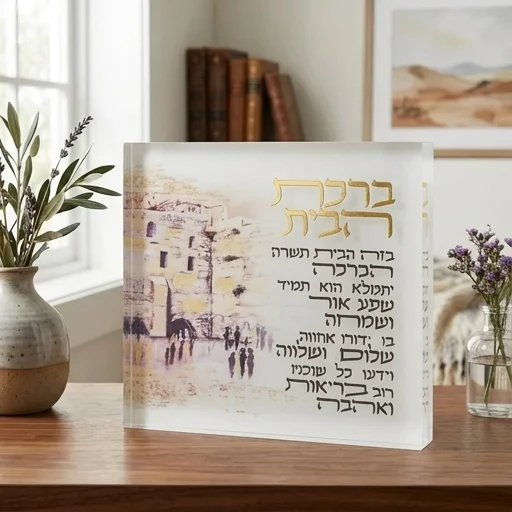 ברכת הבית בלוק אקריליק "ירושלים" 21 ס״מ