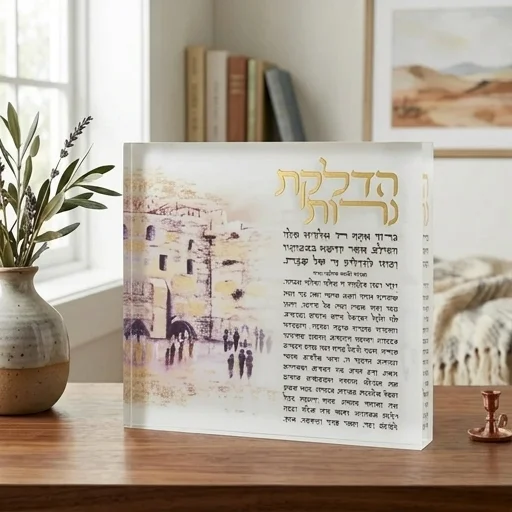 הדלקת נרות בלוק אקריליק "ירושלים" 21 ס״מ