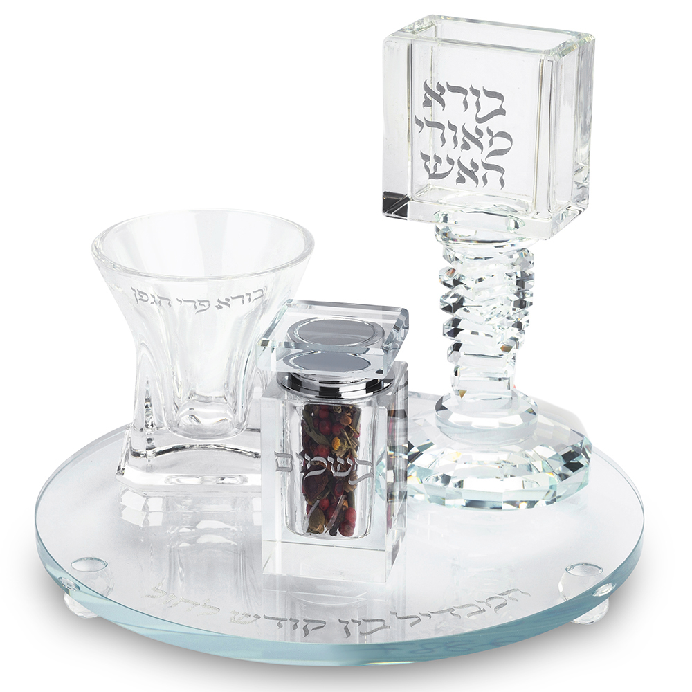 סט הבדלה מהודר מקריסטל 20 ס״מ