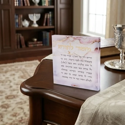 מזמור לתודה אקריליק 21 ס״מ - דגם שיש ורוד