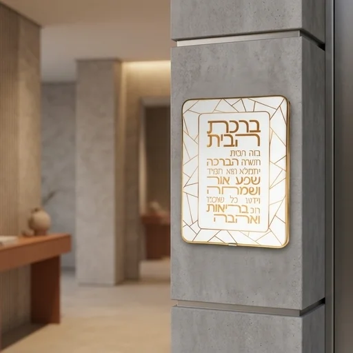 ברכת הבית מלבן פרספקס מסגרת זהב 2025 ס״מ