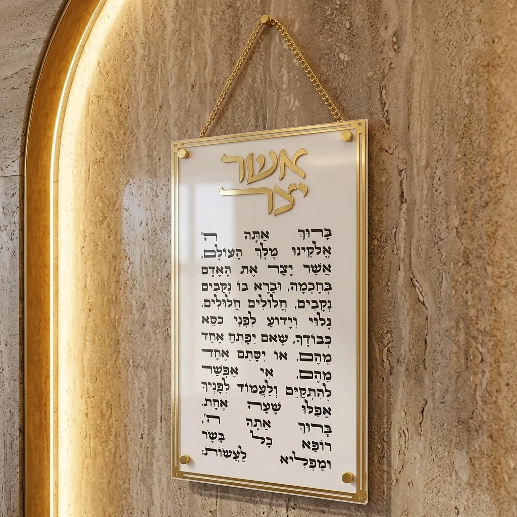 אשר יצר אשכנזי מלבן אקריליק מסגרת זהב