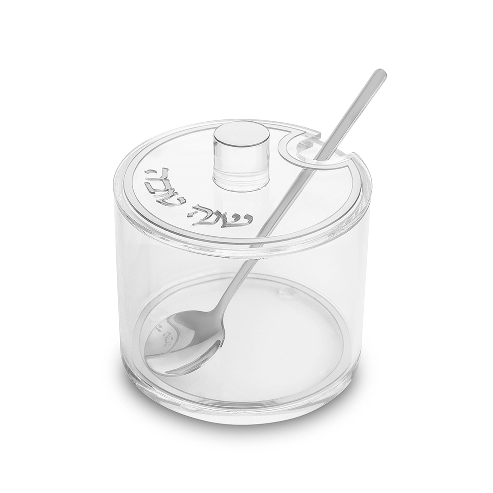 כלי לדבש אקריליק גימור כסף 9.5 ס״מ