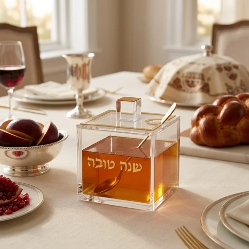 כלי לדבש אקריליק גימור זהב 8.5 ס״מ