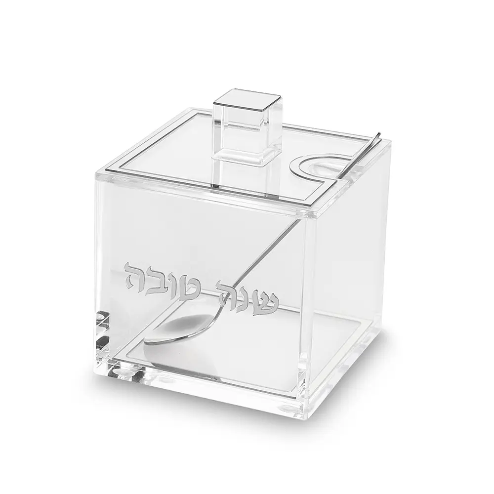 כלי לדבש אקריליק גימור כסף 9.5 ס״מ