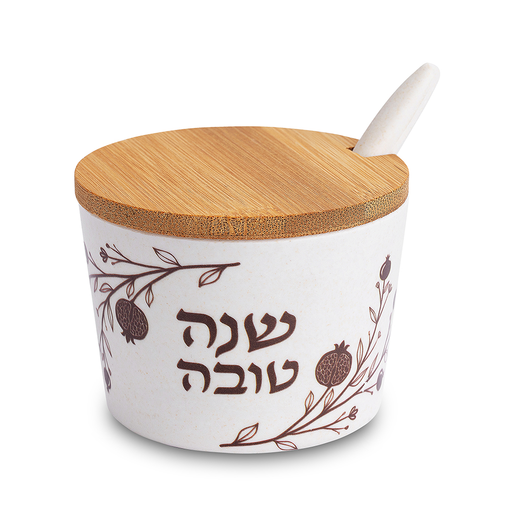 כלי לדבש "במבוק טבעי" "שנה טובה" 6.5 ס״מ
