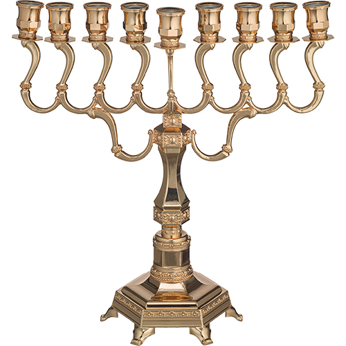 חנוכייה מהודרת "יהלום" ציפוי "רוז גולד " 36×35 ס״מ