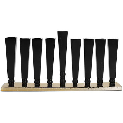 חנוכייה אלומיניום מהודרת גוון זהב 14×30 ס״מ