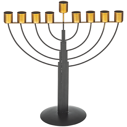 חנוכיית חוטים חצי עגול לשמן - שחור 30 ס״מ