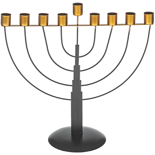 חנוכיית חוטים חצי עגול לשמן - שחור 33 ס״מ