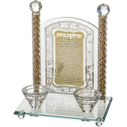 פמוטי קריסטל עם פלקטה הדלקת נרות "רימונים" 24 ס״מ