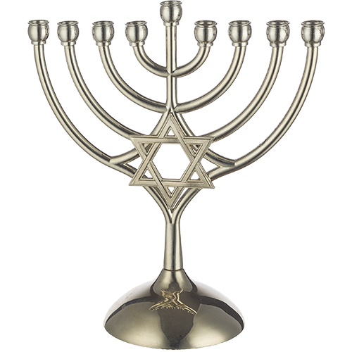 חנוכייה מתכת עם מגן דוד 18×16 ס״מ