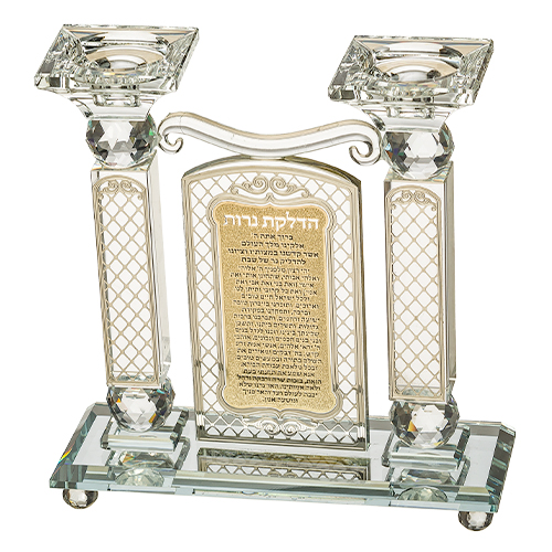 פמוטי קריסטל עם פלקטה הדלקת נרות "עיטורים" 21 ס