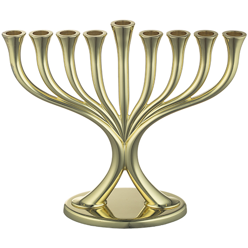 חנוכייה מתכת ציפוי זהב 19×23 ס״מ