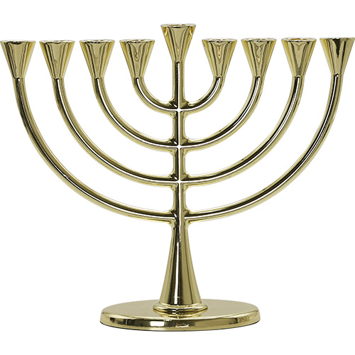 חנוכייה מתכת ציפוי זהב 19×23 ס״מ