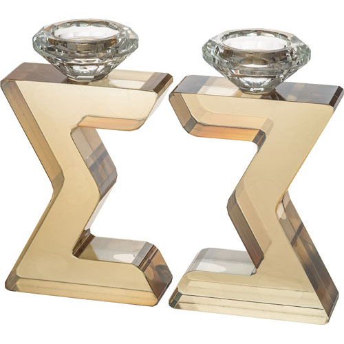 פמוטי קריסטל "מגן דוד" מהודרים 17 ס״מ