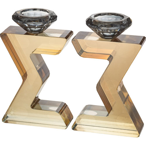 פמוטי קריסטל "מגן דוד" מהודרים 17 ס״מ