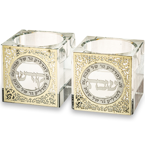 פמוטי קריסטל עם פלקטה"פיליגרין" 5 ס״מ