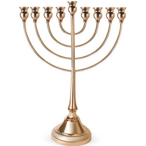 חנוכיה "אור הזהב" מתכת זהב 49סמ