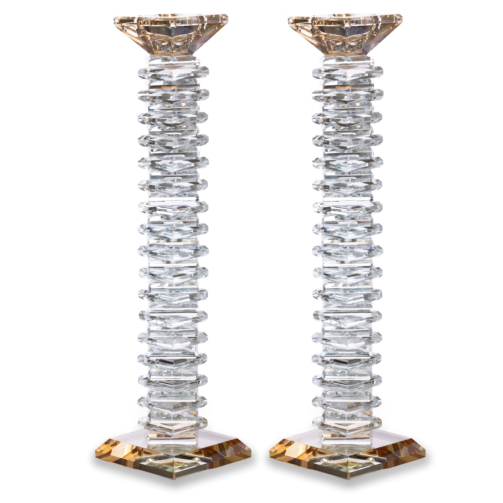 זוג פמוטי קריסטל מהודרים 32 ס״מ