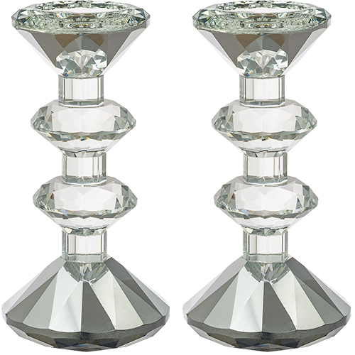 Pair of Crystal Elegant Candlesticks 15.5 cm