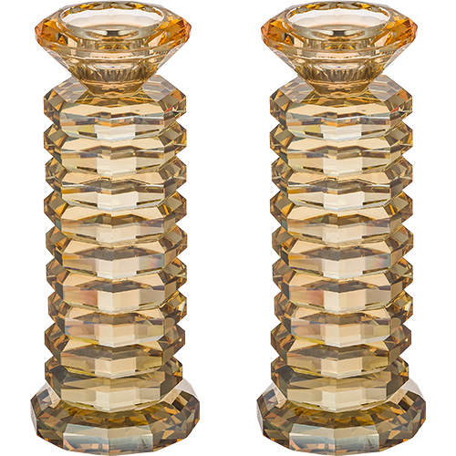 Pair of Crystal Elegant Candlesticks 18 cm