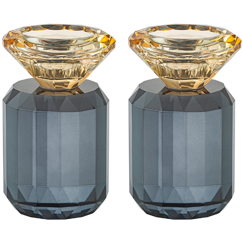 Crystal Candlesticks 10 cm- Black & Gold Color