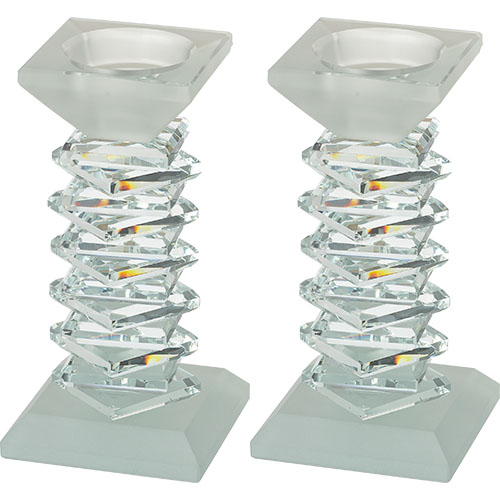 Pair of Crystal Elegant Candlesticks 14 cm