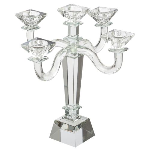 Crystal 5 Branch Candlesticks 32 cm - Silver