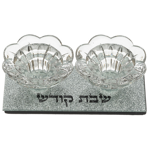Glass Candlesticks 4x14x6 cm- with Glitter