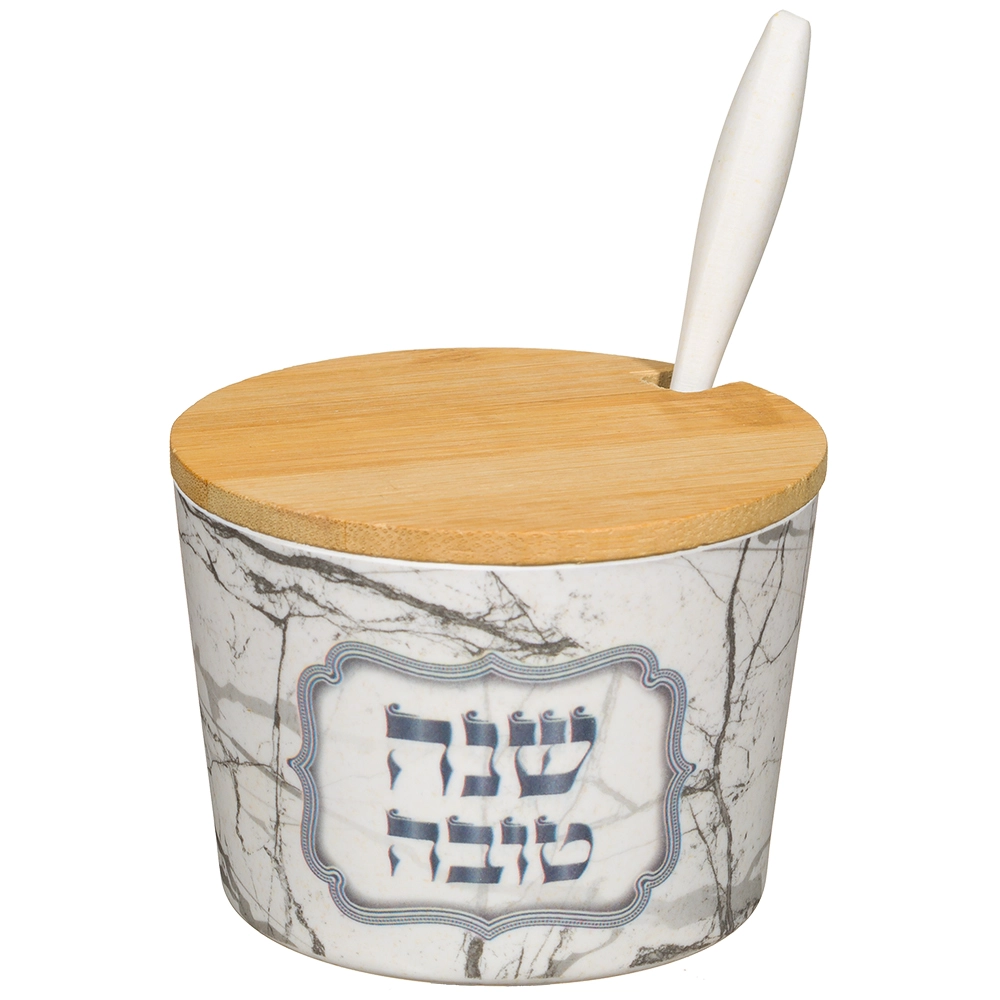 כלי לדבש "במבוק טבעי" "שנה טובה" 6.5 ס״מ