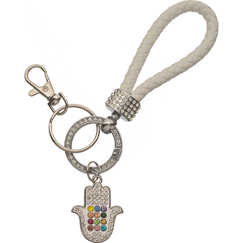 Nickel Hamsa Keyholder with Stone Inlay