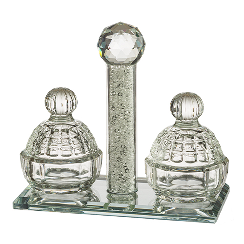Crystal Salt & Pepper Holders 12*11 cm with Glass Chips