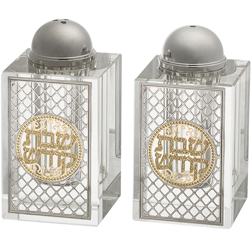 Crystal Salt & Pepper Holders 8*4 cm with Laser Cut Plaque- Ornaments