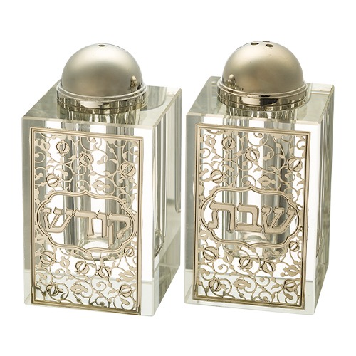 Crystal Salt & Pepper Holders 8*4 cm with Laser Cut Plaque- Pomegranate