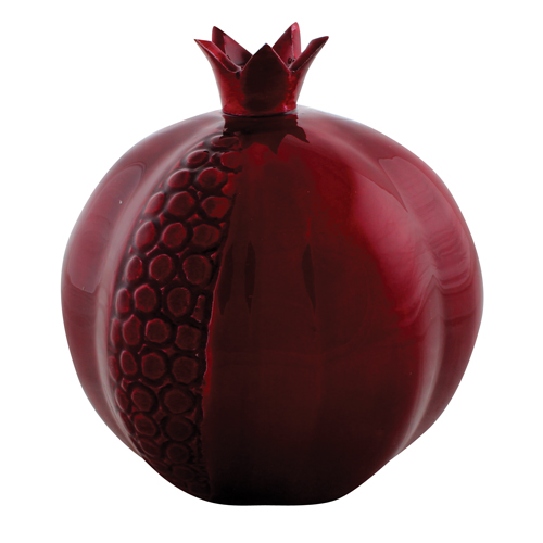 Aluminium with Dark Red Enameled Pomegranate 14 cm - Maroon