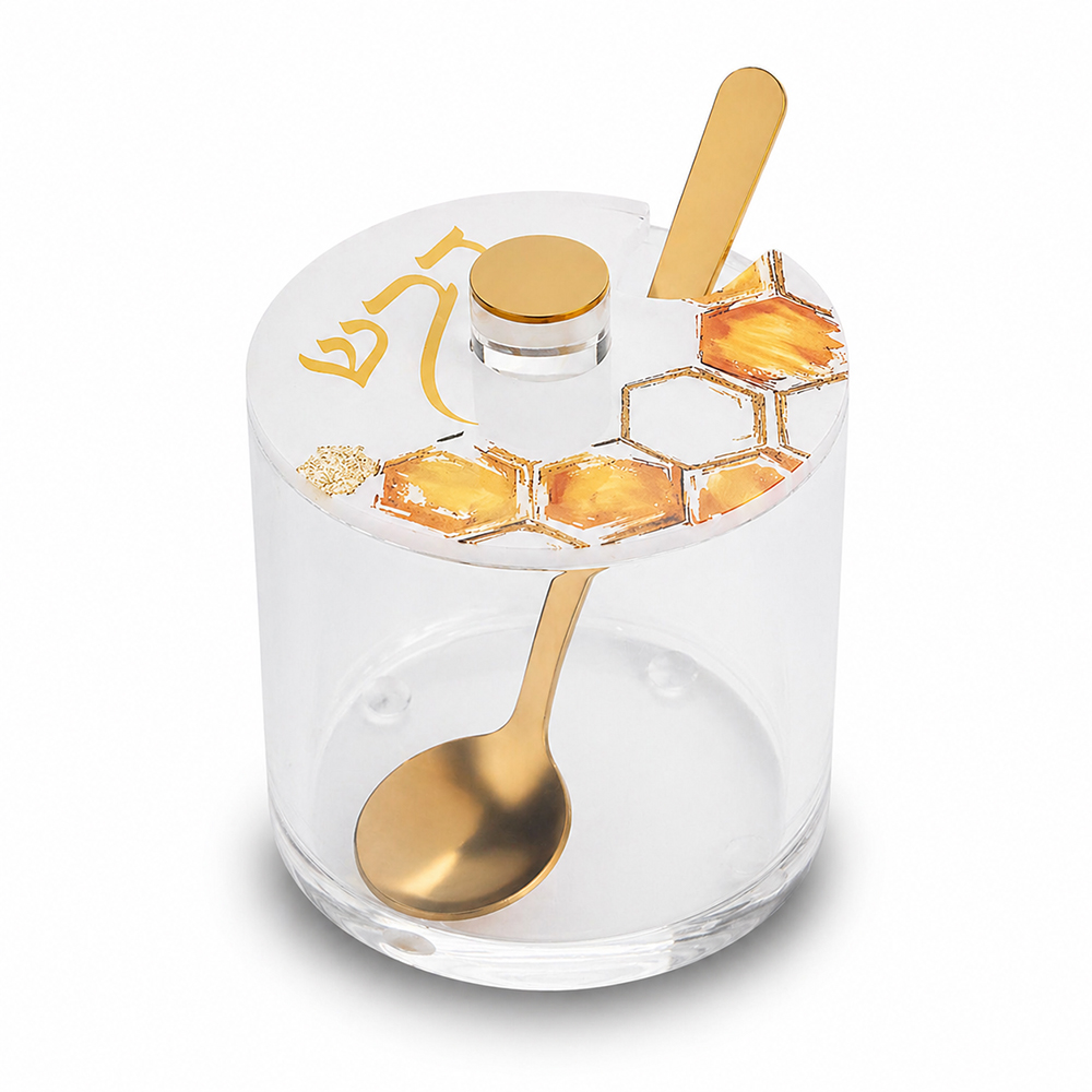 Lucite Honey Dish 7.6*7 cm Gold Print