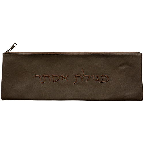 Leatherette Case for Ester Scroll 14*31.5 cm - Brown - with Embroidery
