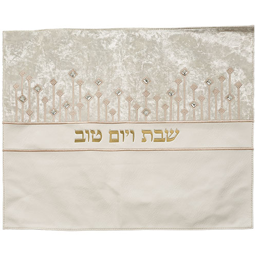 Leatherette Challah Cover 45*55 cm with Embossed Logo - Gold, White