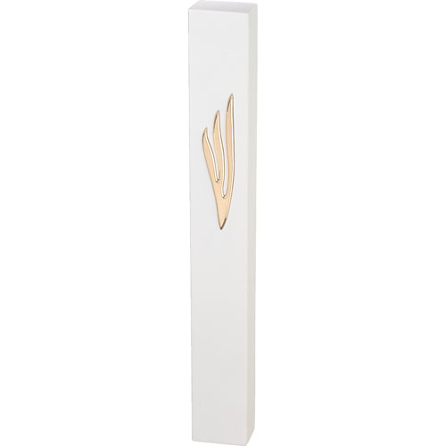Polymer "Concrete" Mezuzah 30 cm, Stone - Like, White - Gold