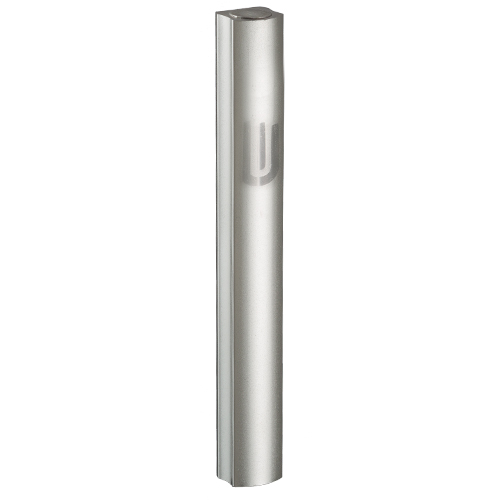 Aluminium Mezuzah 15cm- in Dotted Silver Design, Printed "Shin"